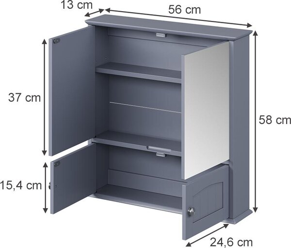 Koupelnová zrcadlová skříňka Vicco Bianco Šedá 56 x 58 cm, Model 57407