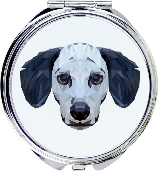 Dalmatin, dalmatin – Zrcadlo značky Art-Dog s fotografií dalmatina a geometrickým vzorem