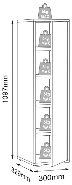 Botník SALIA Antracit/dub medový š: 30 cm