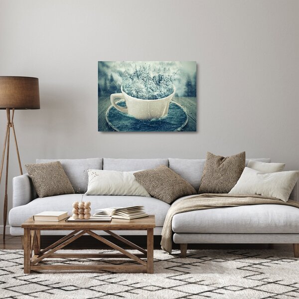Skleněný obraz - Zimní svět v hrníčku (70x50 cm)