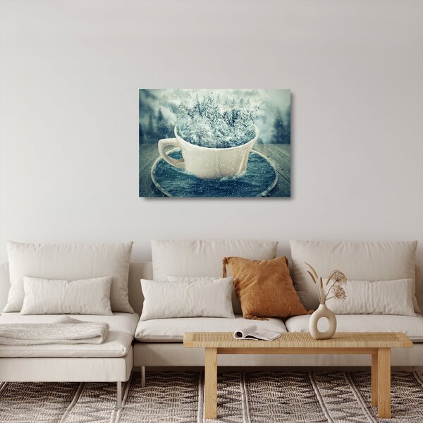 Skleněný obraz - Zimní svět v hrníčku (70x50 cm)