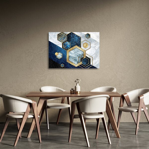 Skleněný obraz - Mramorové hexagony (70x50 cm)