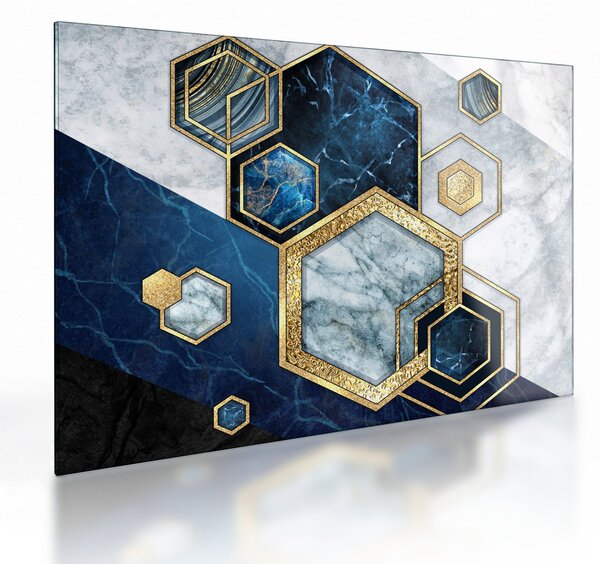 Skleněný obraz - Mramorové hexagony (70x50 cm)