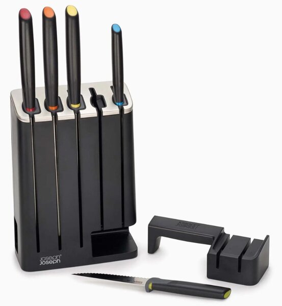 Joseph Joseph Sada nerezových nožů se stojanem a brouskem Elevate Knives Slimblock, 5 ks