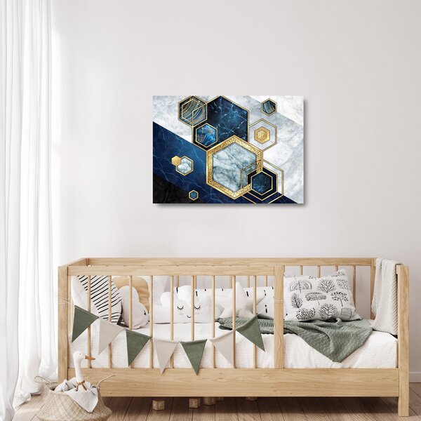 Skleněný obraz - Mramorové hexagony (70x50 cm)
