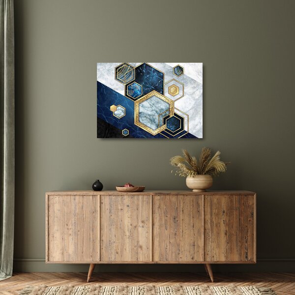 Skleněný obraz - Mramorové hexagony (70x50 cm)