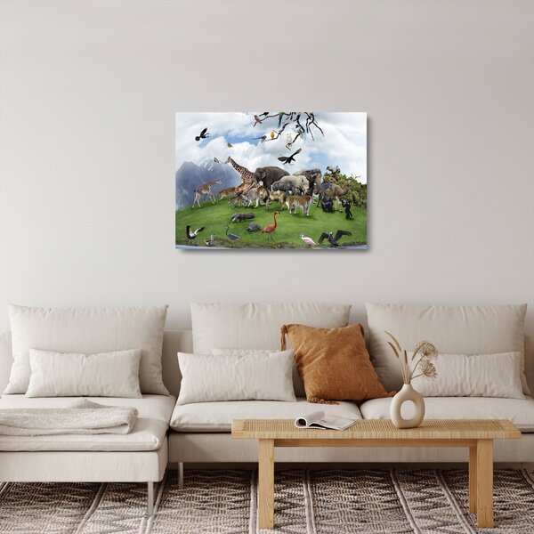 Skleněný obraz - Zvířátka na ostrově (70x50 cm)
