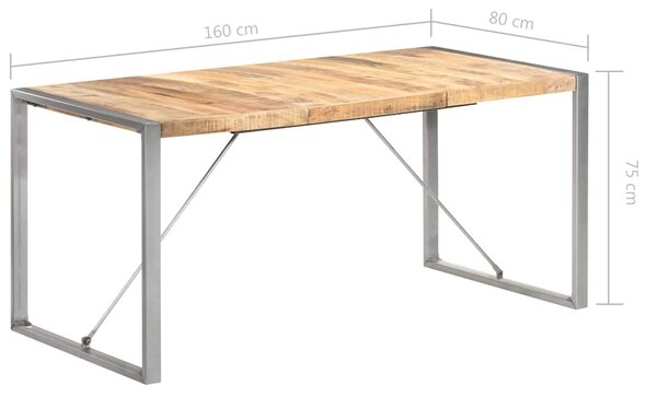 Jídelní stůl 160 x 80 x 75 cm masivní hrubé mangovníkové dřevo 321563