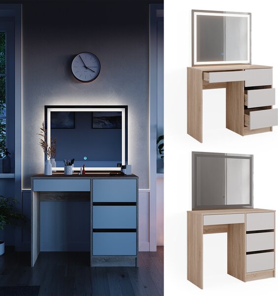 Toaletní stolek Vicco Sherry Sonoma 90 cm se zrcadlem LED, Model 40835