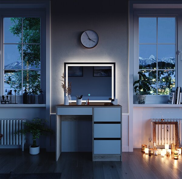 Toaletní stolek Vicco Sherry Sonoma 90 cm se zrcadlem LED, Model 40835
