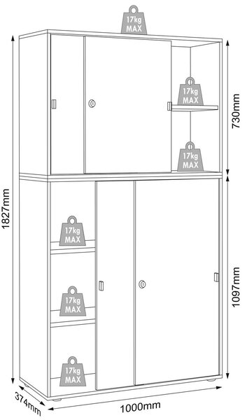 Botník SALIA Antracit/dub medový š: 100 cm