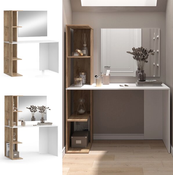 Toaletní stolek Vicco Tower Bílá/Sonoma 122.2 cm se zrcadlem, Model 49445