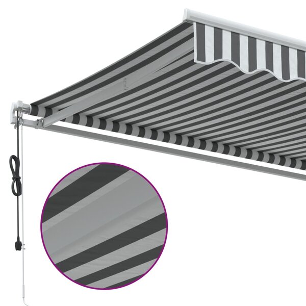 Automatická zatahovací markýza antracitová a bílá 500 x 350 cm 3215802