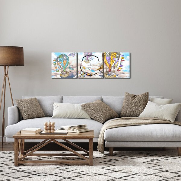Obraz - Výprava v oblacích (s hodinami) (90x30 cm)
