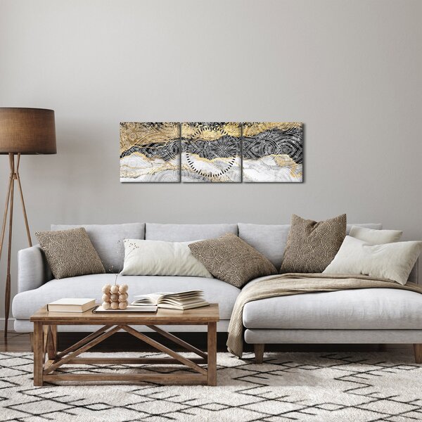 Obraz - Mandala v mramoru (s hodinami) (90x30 cm)