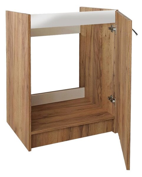 Stamar | kuchyňská skříňka, štíhlá 60 cm, dub zlatý, dřez, velká přihrádka, vysoká baterie, sifon
