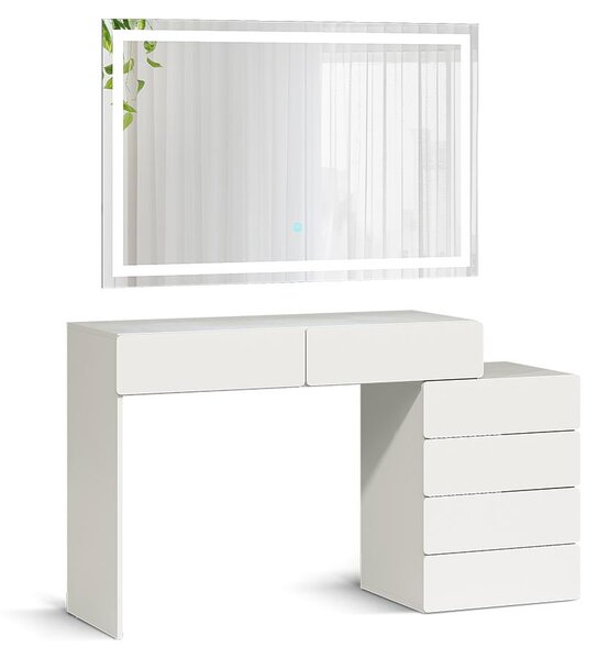 Toaletní stolek Vicco Alvia Bílá 100 cm s LED zrcátkem, Model 65349