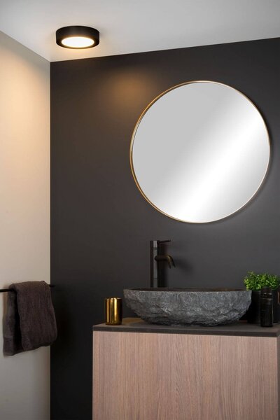 Lucide 28116/18/30 LED přisazené stropní svítidlo Brice 1x11W | 686lm | 3000K | IP44 - stmívatelné, do koupelny, černé