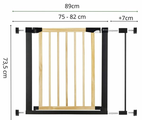 Bezpečnostní zábrana 75-89 cm SPRINGOS BABYLOCK hnědá/černá