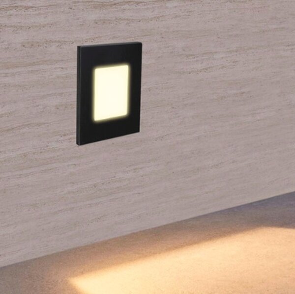 STEP LIGHT schodišťové svítidlo LED 1W 60lm 4000K 8,6cm hranaté IP20, černé
