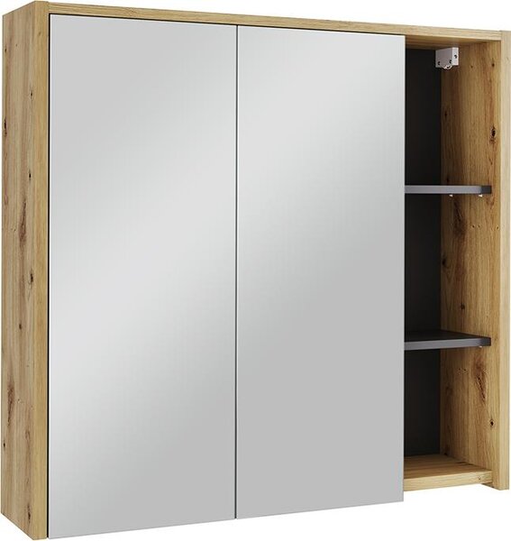 Skříňka se zrcadlem do koupelny Vicco Viola Artisan/šedá 80 x 75 cm s otevřenými policemi, Model 54859