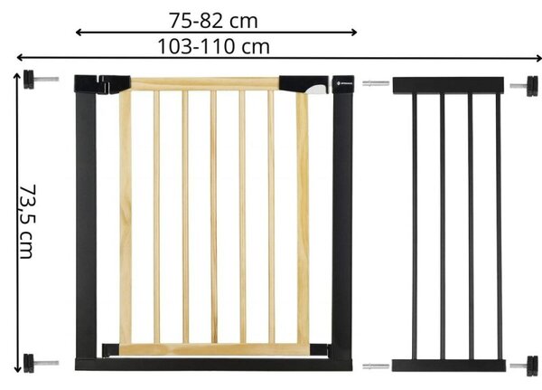 Bezpečnostní zábrana 75-110 cm SPRINGOS BABYLOCK hnědá/černá