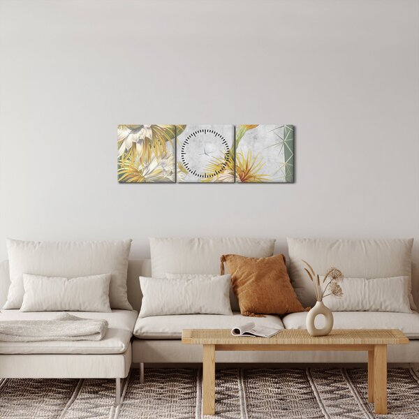 Obraz - Rozkvetlé kaktusy (s hodinami) (90x30 cm)