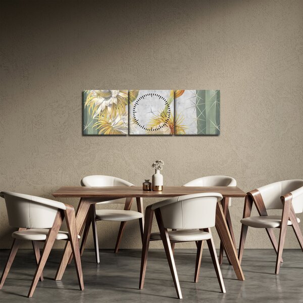 Obraz - Rozkvetlé kaktusy (s hodinami) (90x30 cm)