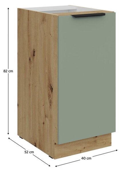 Kondela Dolní kuchyňská skříňka Arsany 40 D 1F BB - aquamarine / dub artisan