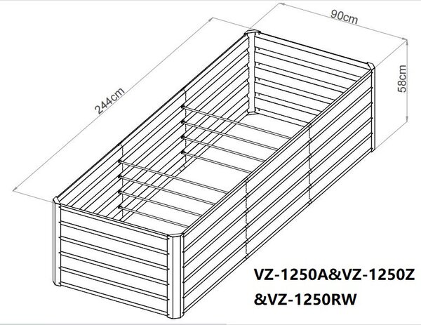 Vyvýšený zahradní záhon BestBerg VZ-1250RW / 1250 l / 240 x 90 x 58 cm / dekor dřeva