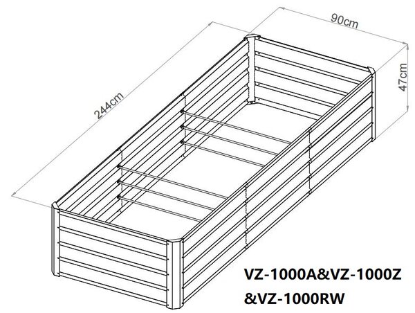 Vyvýšený zahradní záhon BestBerg VZ-1000RW / 1000 l / 240 x 90 x 47 cm / dekor dřeva