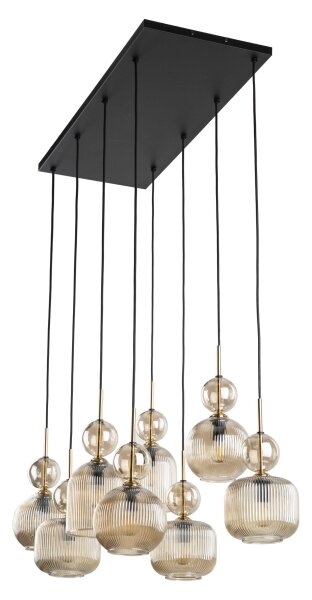 Lustr na lanku SOPHIA 8xE14/10W/230V černá/kouřová béžová