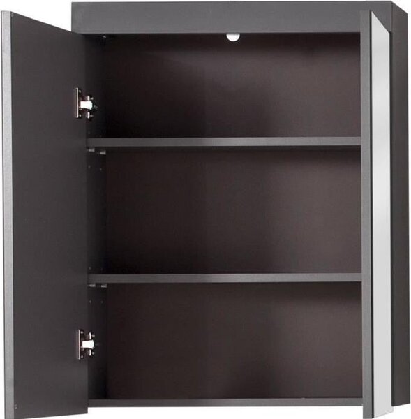 Koupelnová skříňka se zrcadlem AMANDA, 2 dveře, 60 x 17 x 77 cm, matná šedá, závěsná, TRENDTEAM