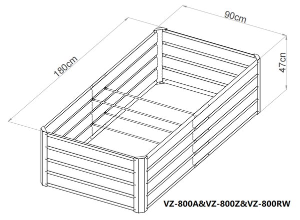 Vyvýšený zahradní záhon BestBerg VZ-800RW / 800 l / 180 x 90 x 47 cm / dekor dřeva