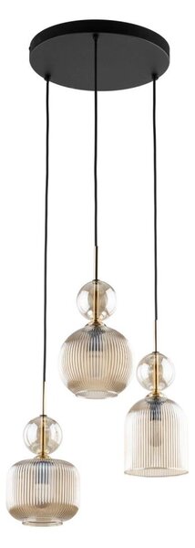 Lustr na lanku SOPHIA 3xE14/10W/230V černá/kouřová béžová