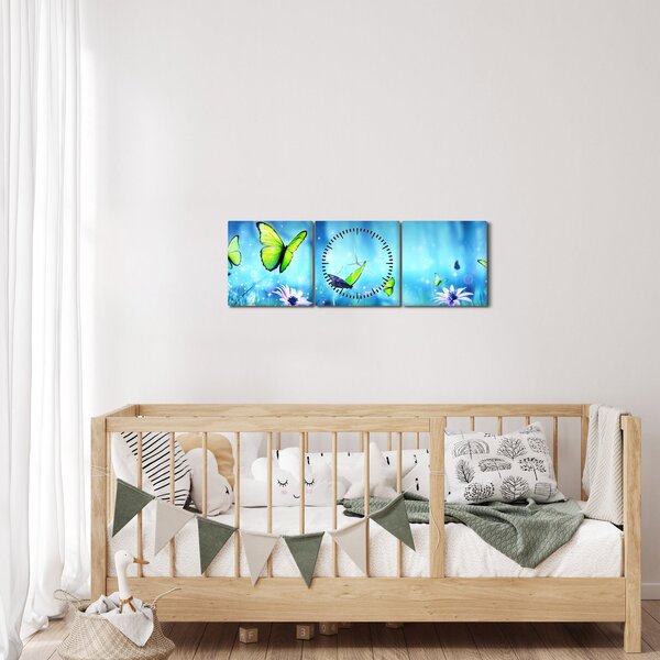 Obraz - Mystická lesní mýtina (s hodinami) (90x30 cm)