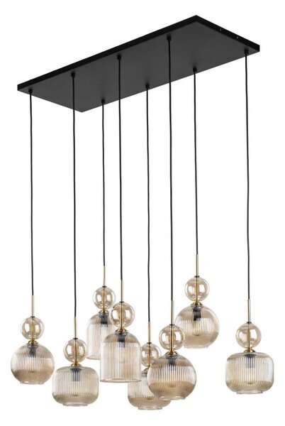 Lustr na lanku SOPHIA 8xE14/10W/230V černá/kouřová béžová
