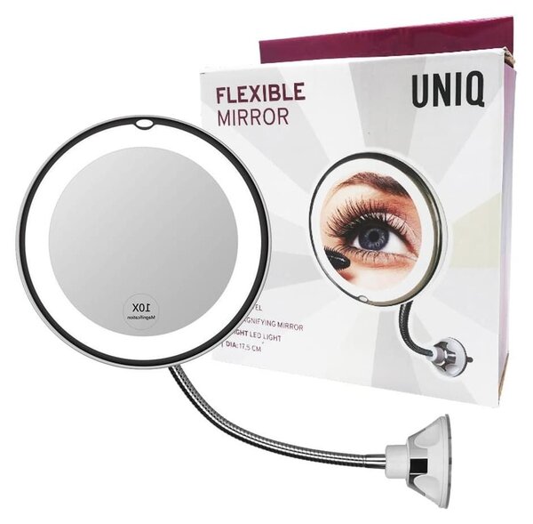 UNIQ Flexibilní koupelnové zrcadlo s přísavkou – 10násobné zvětšení a otočení o 360 stupňů