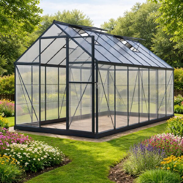 Skleník se základnou BestBerg SH-9B / 9 m² / 480 x 182 x 208 cm / černá