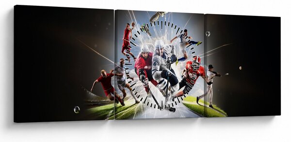 Obraz - Sportovci (s hodinami) (90x30 cm)