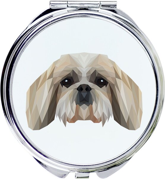 Shih Tzu – Zrcadlo značky Art-Dog s fotografií a geometrickým vzorem
