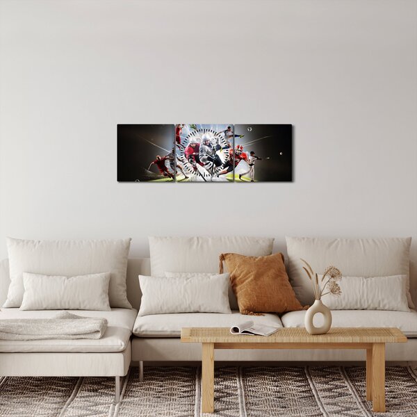 Obraz - Sportovci (s hodinami) (90x30 cm)