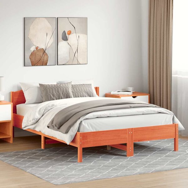 Postel bez matrace voskově hnědá 160 x 200 cm masivní borovice 3216196