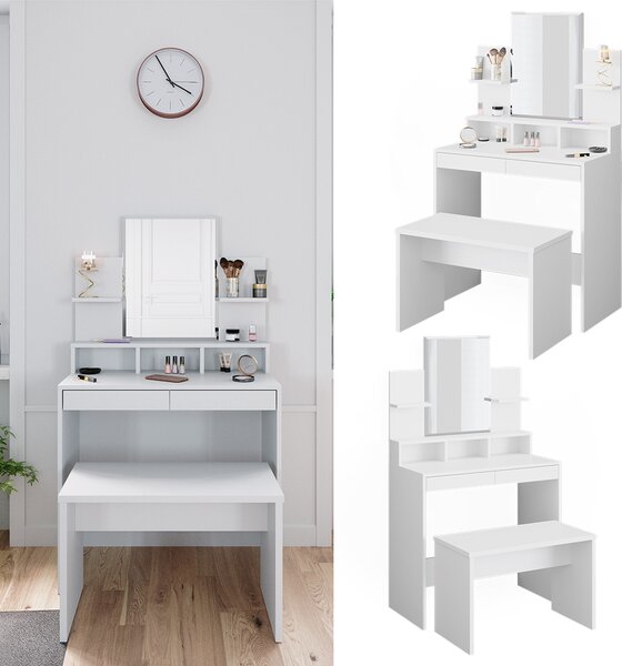 Toaletní stolek Vicco Ania Bílá 80 cm s lavicí, Model 36385