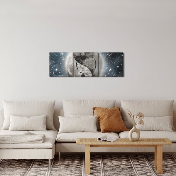 Obraz - Vesmírná rovnováha (s hodinami) (90x30 cm)
