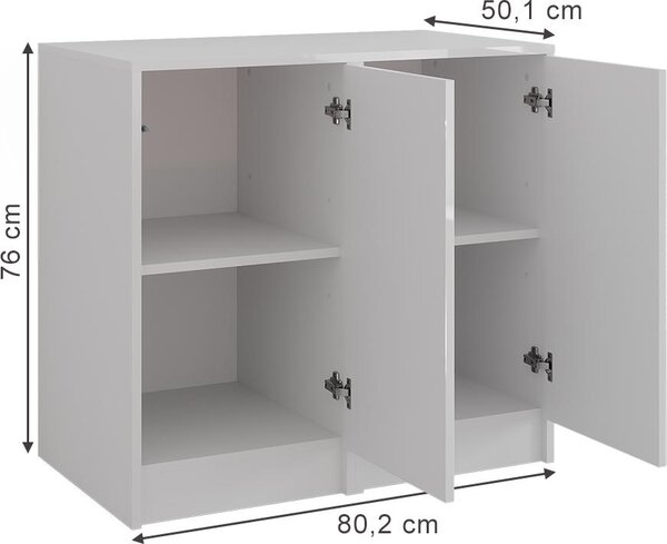 Kredenc Vicco Sherry Bílá/bílý vysoký lesk 80.2 x 76 cm 2 díly, Model 57722