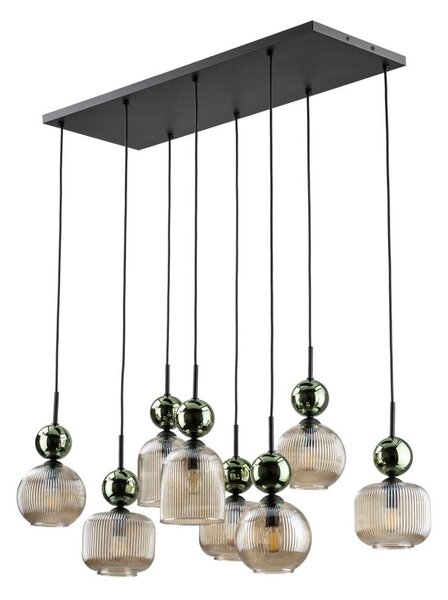 Lustr na lanku SOPHIA 8xE14/10W/230V černá/zelená/kouřová béžová