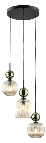 Lustr na lanku SOPHIA 3xE14/10W/230V černá/zelená/kouřová béžová