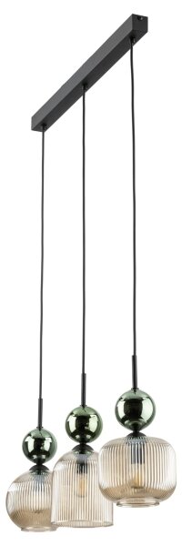Lustr na lanku SOPHIA 3xE14/10W/230V černá/zelená/kouřová béžová