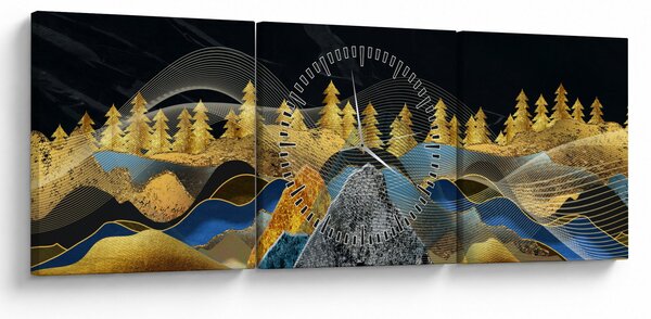 Obraz - Zlaté hory (s hodinami) (90x30 cm)